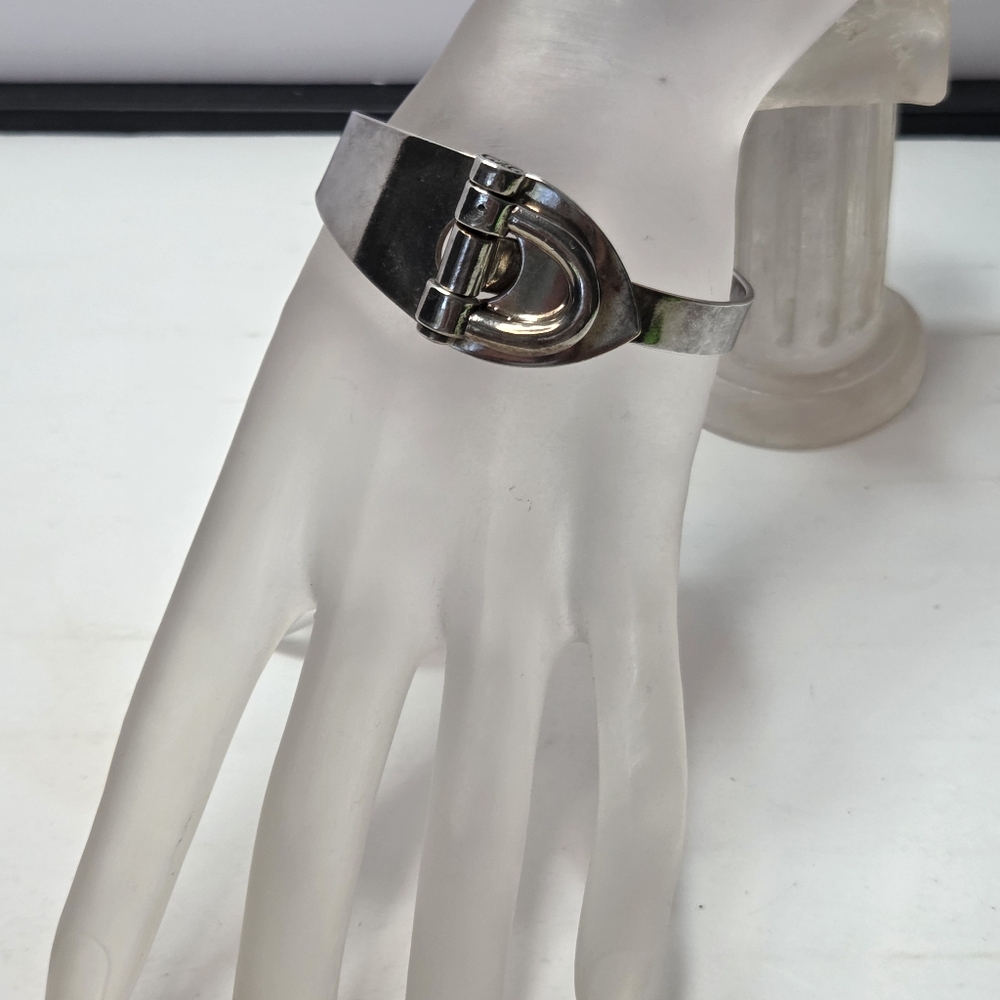CXC silver plated bangle buckle bracelet slip on industrial modernist